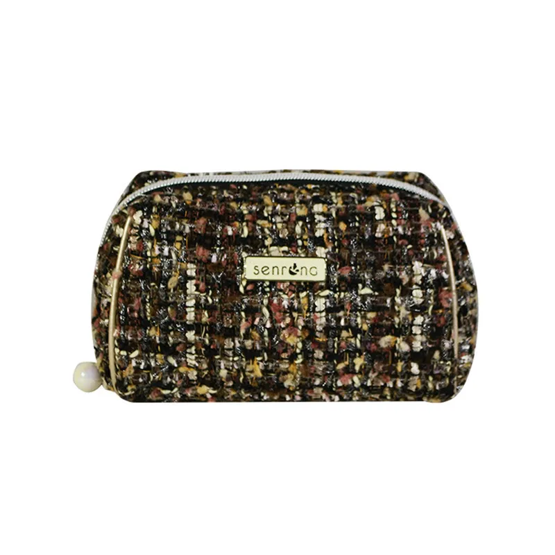 In Tweed Wol Wollen Stof Cosmetische Tas Etui Cowboy multifunctionele Make-Up Gewassen Multi-functionele Rits Zak customiza In Tweed Wol Wollen Stof Cosmetische Tas Etui Cowboy multifunctionele Make-Up Gewassen Multi-functionele Rits Zak customiza