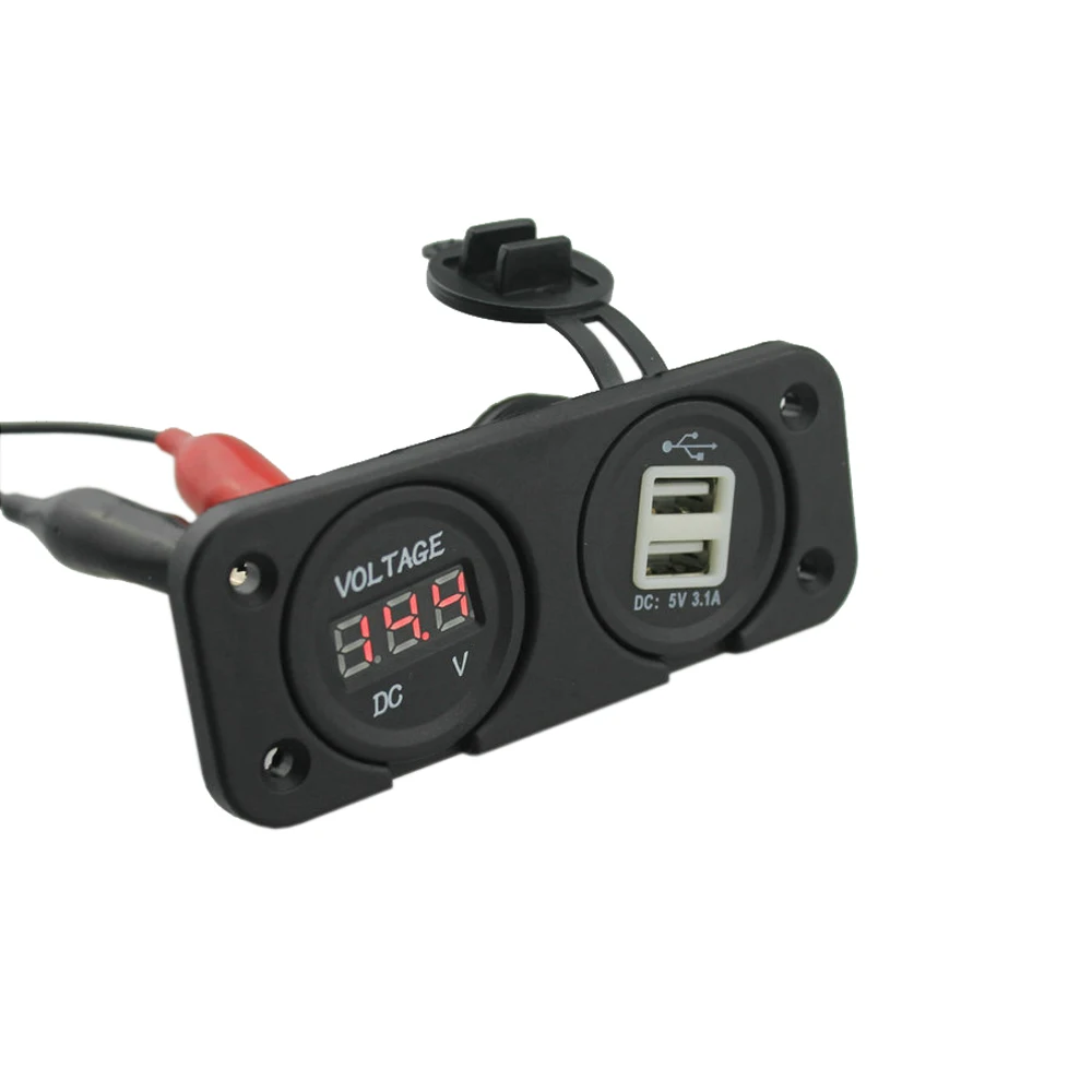 DIY 12~ 24V Водонепроницаемый для автомобилей и мотоциклов, двойной Зарядное устройство 3.1A вольтметр 2-Порты и разъёмы USB Мощность розетка с защитой штекеров