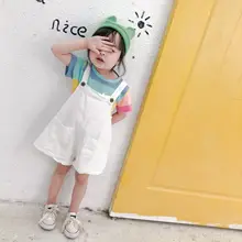 Детская одежда из Южной Кореи; коллекция года; летние детские ковбойские подтяжки; брюки для мужчин и женщин; модные ковбойские брюки для детей