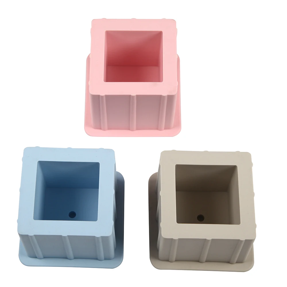 New Silicone Mold Square Concrete Fleshy Flower Pot Candlestick Mold Ceramic Clay Handmade 3D DIY Crafts Ceramic Mold