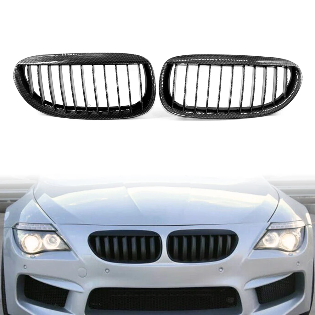 

2x Front Kidney Bumper Grille For BMW E63 E64 650i 6 Series M6 2004 2005 2006 2007 2008 2009 2010 Carbon Fiber ABS Car-Styling