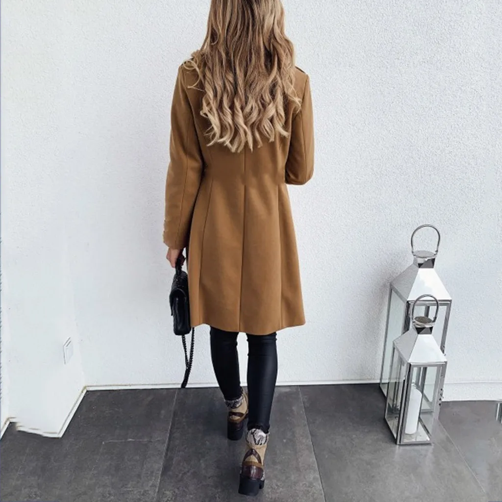 kurtka zimowa damska Woman Artificial Wool Elegant Blend Coat Slim Female Long Coat Outerwear Jacket abrigos mujer invierno