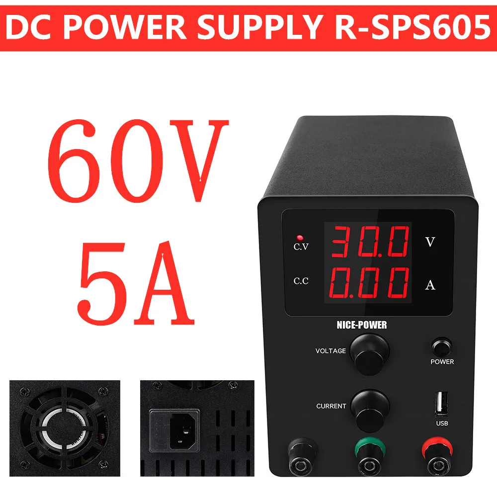 60V 5A R-SPS Black СВЕТОДИОДНЫЙ цифровой Дисплей лаборатории переключения регулируется Питание лаборатория Dc настраиваемая скамья для пресса источник Dgital Напряжение регулятор 60V 5A - Цвет: 60V 5A R-SPS Black