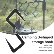 

Stainless Steel S-Shape Hook Outdoor Camping Connection Buckle Kitchen Bedroom Multi-function Railing Hanging Cooking Tool