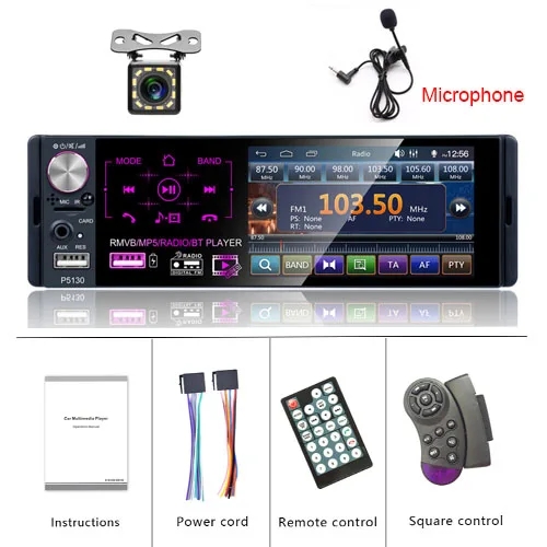 With 12 LED Camera 4," Сенсорный экран автомобильный радиоприемник 1 Din MP3 Авто Аудио Стерео Bluetooth USB AUX MP5 видеоплеер заднего вида Камера дистанционного Управление - Цвет: With 12 LED Camera
