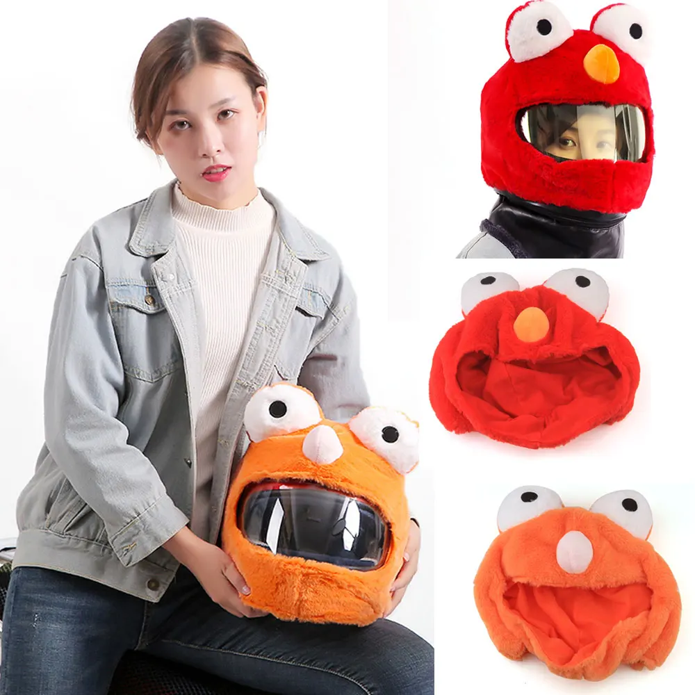 

Fun Rides Unisex Furry Frog Headcover Animal Green Helmet Cover Mask Costume for Motorcycle Full Helmet Bike Helmet Cover