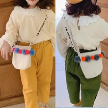 Raged Sheep повседневное плечо большой емкости Простой посыльного холст Hairball контрастный цвет дети девочки сумочка с принцессой