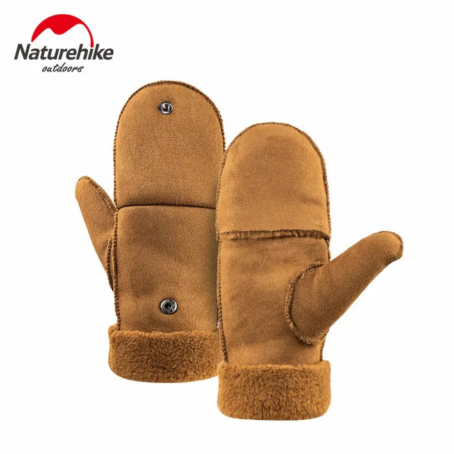 brown Naturehike уличные зимние перчатки, утолщенные сверхлегкие меховые теплые перчатки, зимние походные спортивные перчатки - Цвет: brown