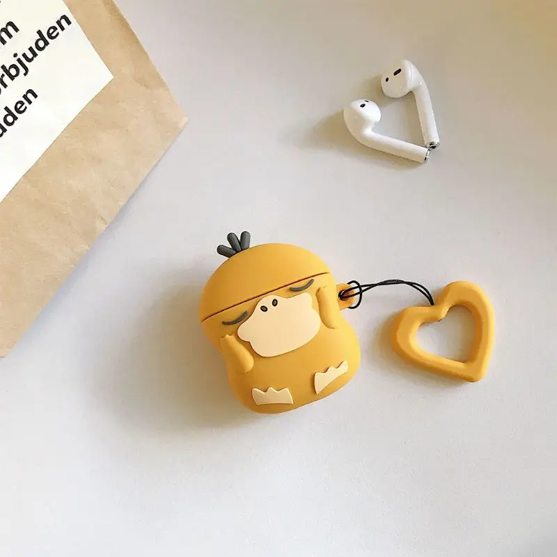 

Soft Silicone Cartoon Fairy Duck Pattern Protective Case Shockproof Cover Skin Protector with Lanyard for Airpods 1/2 Charging B