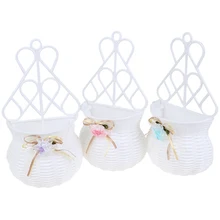 Цветочная висячая корзина ваза из ротанга настенная маленькая Цветочная корзина из искусственного ротанга для украшения дома цвет случайный