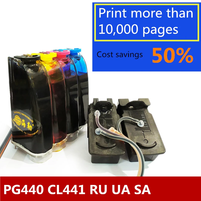 PG 440 CL 441 совместимый чернильный Системы с длинными рукавами, 4 штуки цветные чернила PG440 CL441 для Canon PIXMA MX374 MX394 MX434 MX454 MX474 MG3540 MG3640 MG2140