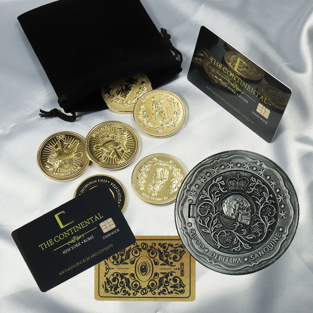 

John Wick Blood Oath Marker Cosplay Keanu Reeves Sliver Metal Coin Halloween Costume Props Fans Collection