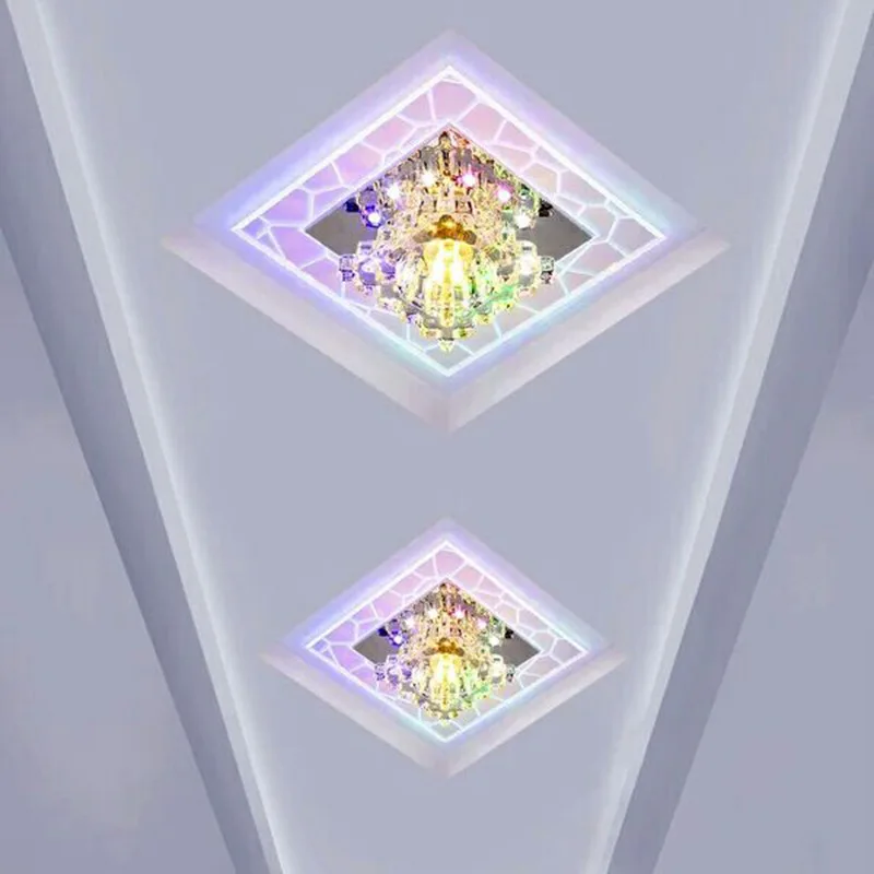 

LED Colorful Square Corridor Aisle Lights Crystal Spotlight Modern Minimalist Personalized & Creative Entrance Downlight