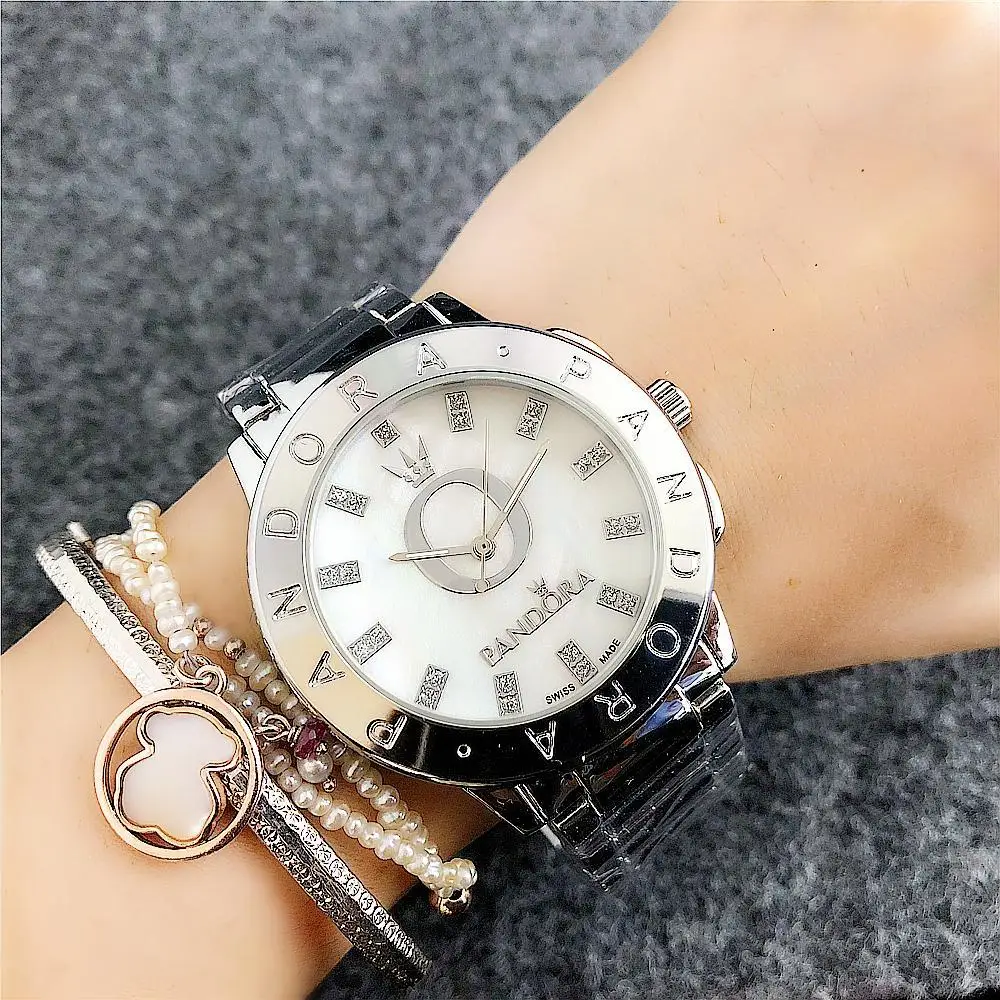 

2020 Luxury brand Quartz Wrist Dress Women Watches Silver Bracelet Ladies Watch Stainless Steel Clock Casual pandoraes Watch