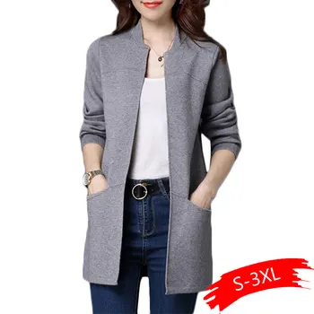 

Spring Autumn Plus size Sweater Women Jacket Coat Loose Long knitt Cardigan Women's Shawl Low Round neck Cardigan Sweater