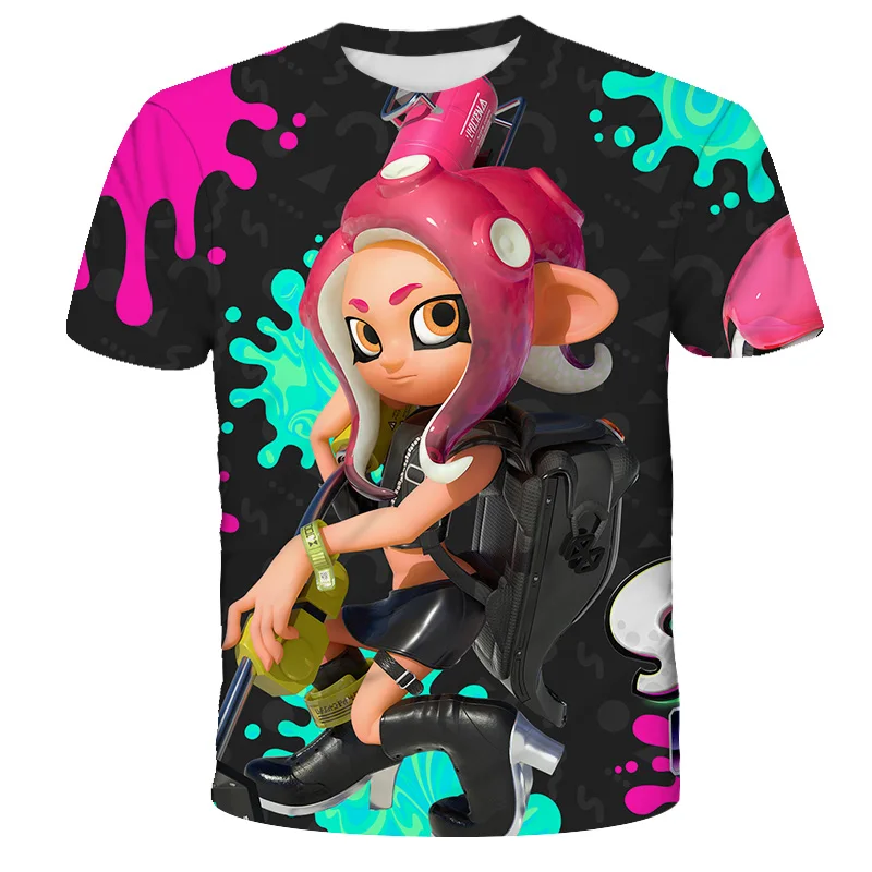 2022 New Splatoon 3 Inkling Squid 8-bit Anime Tees Summer Children'S T Shirt Casual Sport Short Sleeve Boys Girl Graffiti Tops | Детская