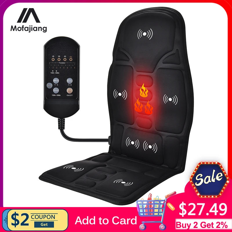 Electric Heating Vibrating Back Massager Massaging Chair Cussion Seat