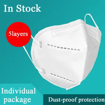 

5pcs Face Mouth Mask NonWoven Safety Disposable Masks Dust-proof Anti Haze Breathable Protection Filtration 5-Layer Mouth Muffle