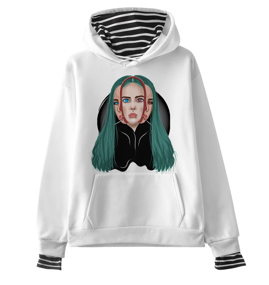 Billie Eilish, негабаритная Женская толстовка, Harajuku, корейский стиль, хип-хоп стиль, Kawaii, 90 s, Женская толстовка с капюшоном, уличная одежда, Ulzzang, толстовки