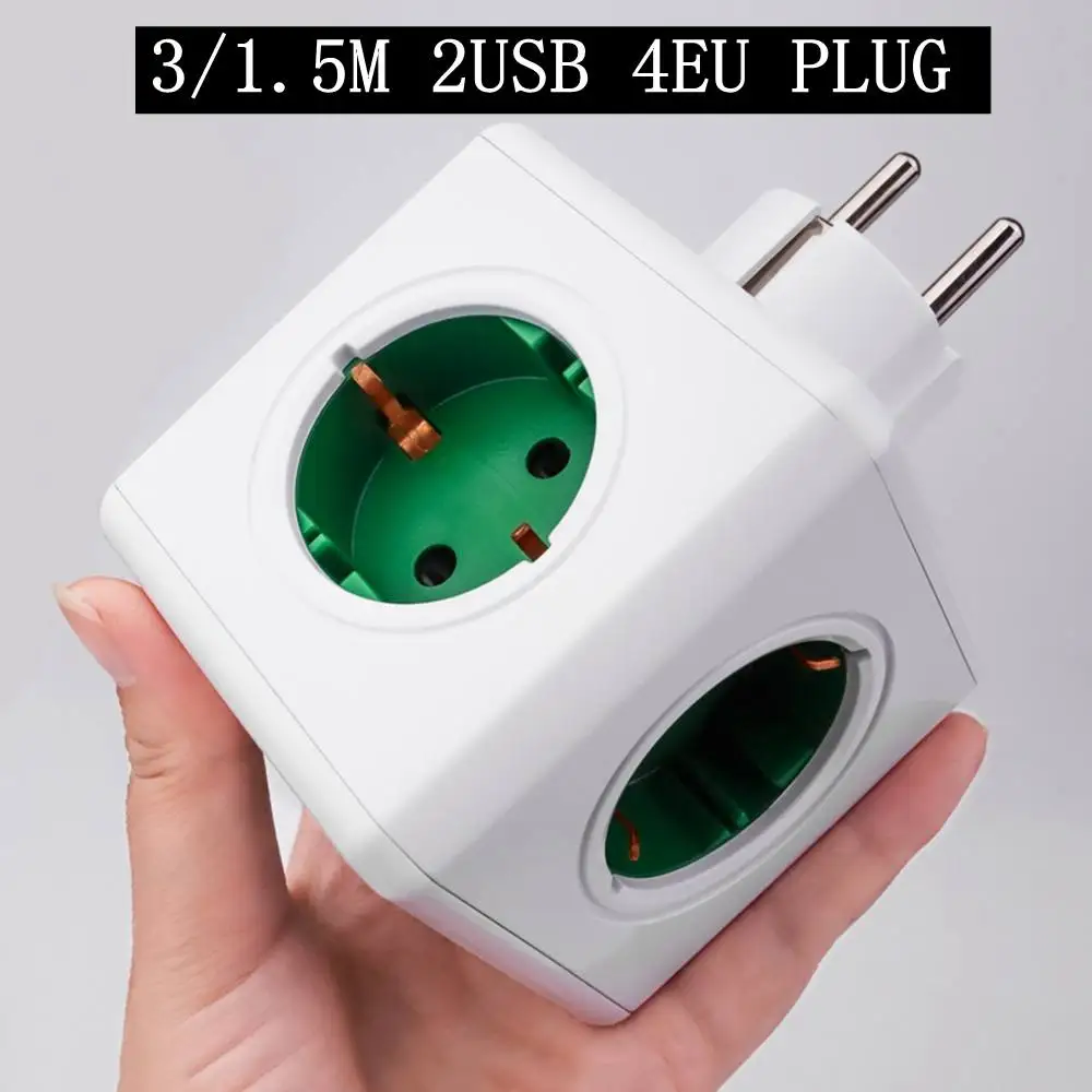 Удлинитель электрический с 2 USB-портами и 4 евророзетками 10 А 3/1 5 м |