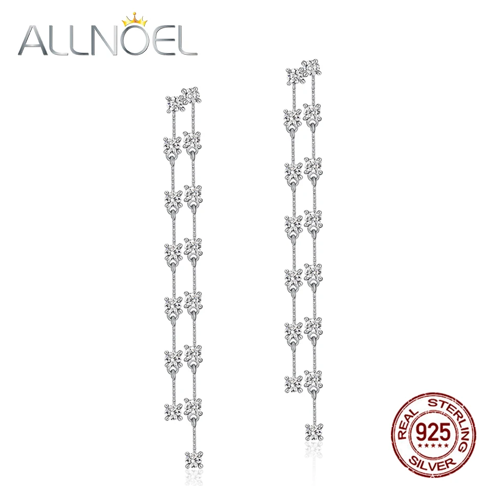 ALLNOEL, 925 пробы, серебряные серьги для женщин, белый циркон, драгоценный камень, бриллиантовые серьги, белое золото, обручальное, свадебное, хорошее ювелирное изделие