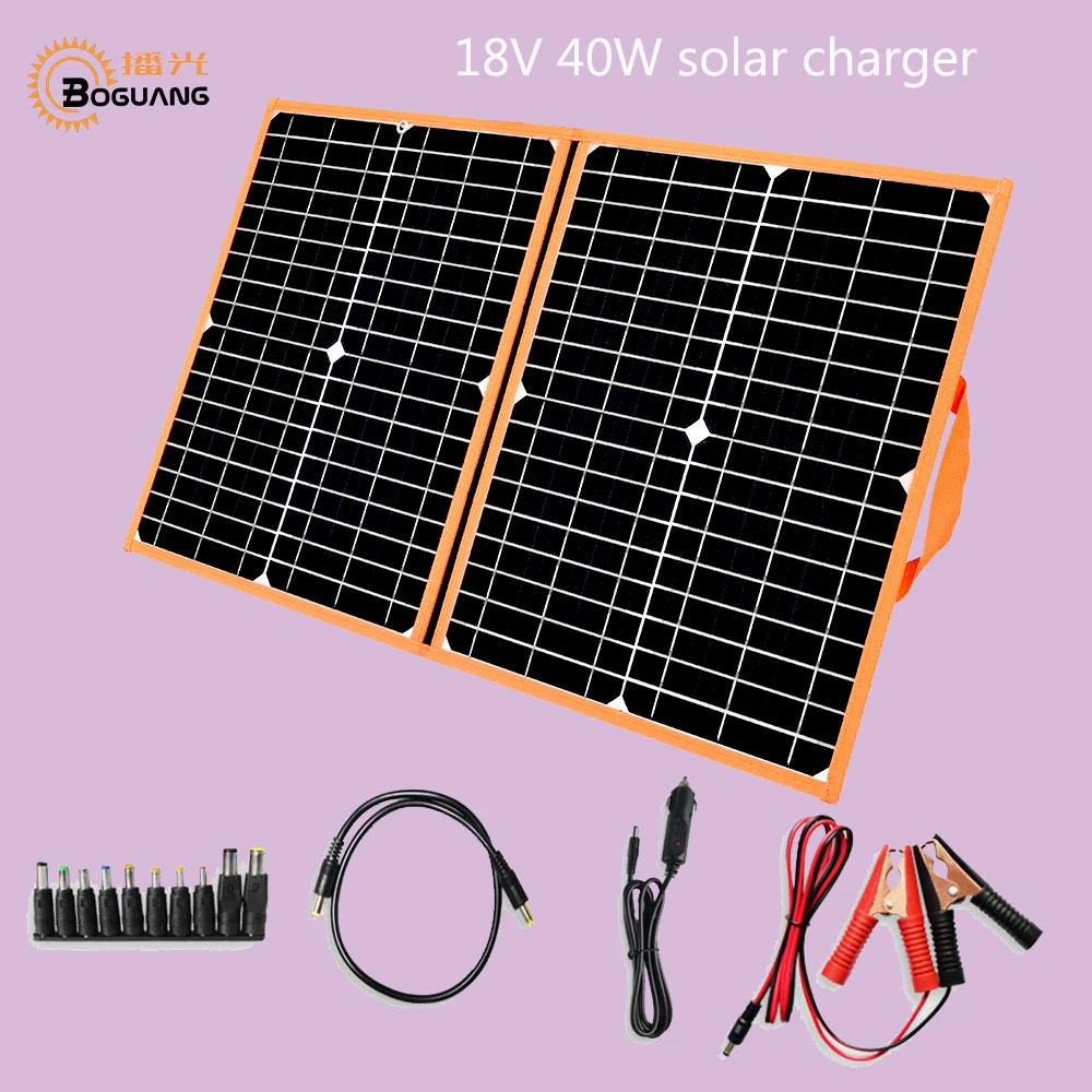 BOGUANG складное 18v 12v 5v 40W Солнечное зарядное устройство для портативная электростанция генератор и usb-устройства, QC3.0 USB порты - Цвет: 40W solar charger