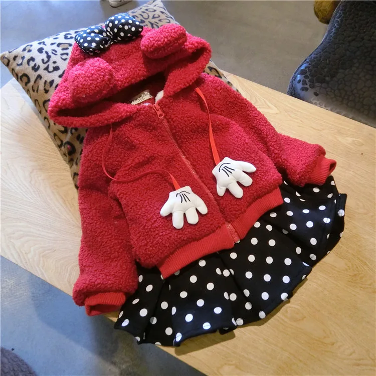 

Child but Star Winter Style Childrenswear Korean-style Girls plus Velvet plus Thick Cotton Two-Piece Set CHILDREN'S Cartoon Polk