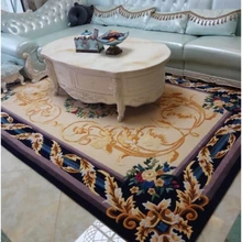 Ковровое покрытие в европейском и американском стиле, шерсть и шелк, для спальни, гостиной, с цветочным рисунком, ручной резной, комфортный ковер