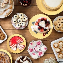 Круглые Tierd доски для торта комбинированный картон одноразовые Многослойные Торт Пицца Золото 10 шт