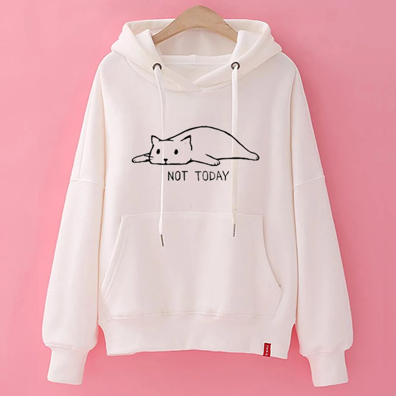 Kawaii/белые толстовки; толстовка с котом; kpop; негабаритная толстовка с капюшоном; готическая одежда; harajuku sweat femme; женская осенняя одежда - Цвет: Белый