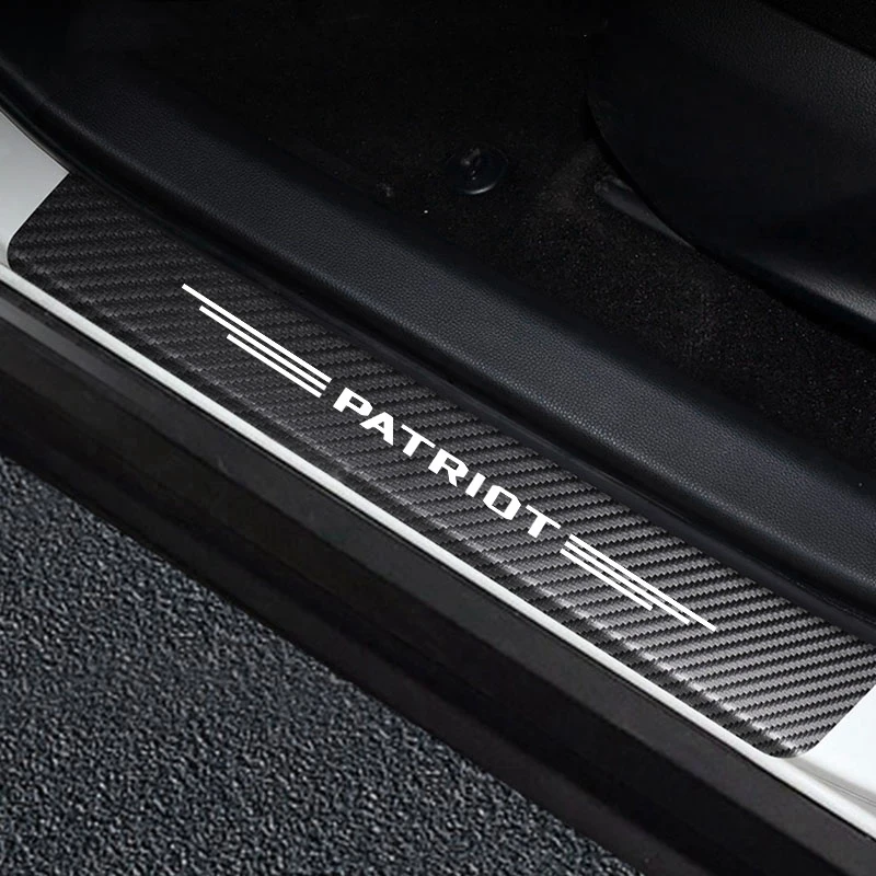 4PC Auto Stickers Door Threshold Vinyl Protector For Jeep Patriot Car Sill Scuff Plate Guard Carbon Fiber Decor Accessories | Автомобили и