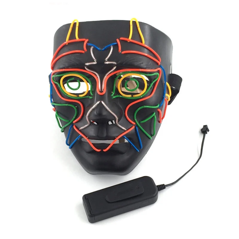 Хэллоуин СВЕТОДИОДНЫЙ Волк Маска светодиодный провод вверх маска ужаса верхняя половина лица маскарадный костюм аксессуары
