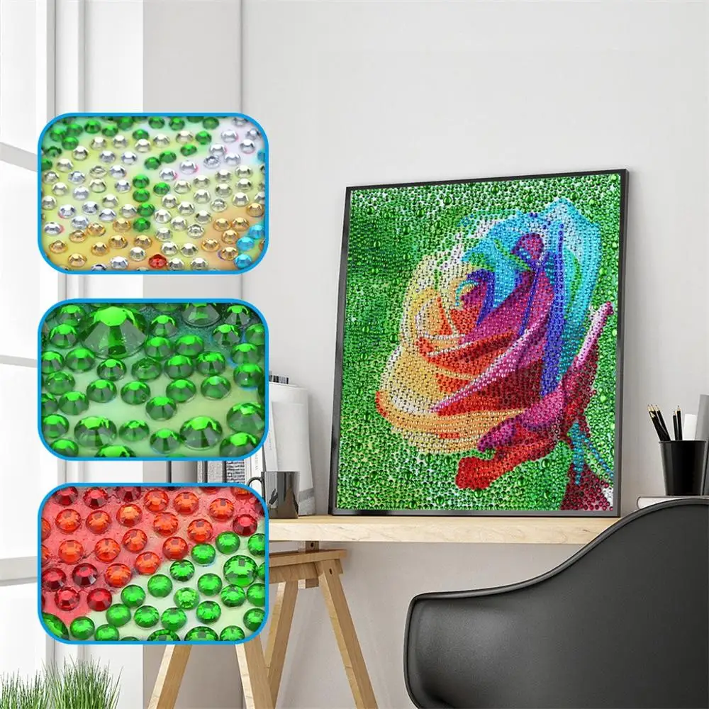 

Colorful Flower Special Shaped Diamond Painting DIY 5D Full Drill Cross Stitch Kits Crystal Rhinestone Picture Arts Craft HH4