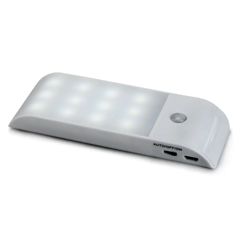 

12 LED PIR Infrared Stick-on Rechargeable Wardrobe Night Light USB Motion Detector Induction Sensor Closet Corridor Lamp 5V