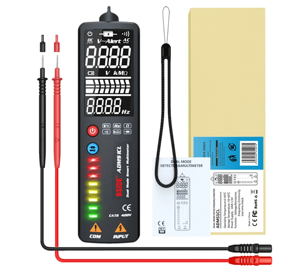 BSIDE 2.4’‘ LCD Voltage Detector Non-contact Circuit Volt Tester Pen Voltmeter NCV Socket Live Wire Check Hz Ohm Continuity