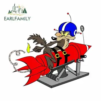 

EARLFAMILY 13cm x 11.8cm Cartoon Car Sticker FOR Wile E Coyote Rocket Vinyl Decal Anime Car Styling Waterproof Accessories