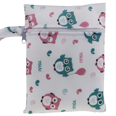 Baby Stroller Waterproof Diaper Hanging Bag Kid Portable Single Zipper Waterproof Reusable Storage Cartoon Printing Wet Dry Bags - Цвет: E