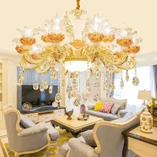 Lámpara de techo LED de cristal dorado de lujo, estilo nórdico, para LOFT, Villa, sala de estar, Hotel, decoración, lámparas colgantes
