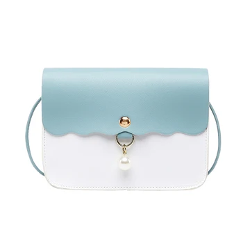 

2020 Women New Stylish Pearl Decor Messenger Bag Schoolgirl PU Leather Shoulder Bag Daily Travel Small Crossbody Satchel Handbag