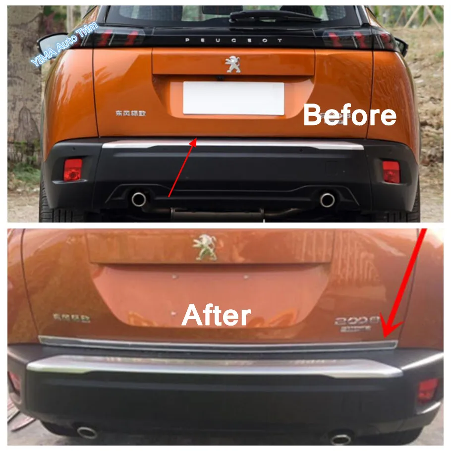 Rear Trunk Lid Cover Tailgate Trim Hatch Back Door Handle & Bumper Bottom Molding Boot Garnish Strip For Peugeot 2008 2020 2021