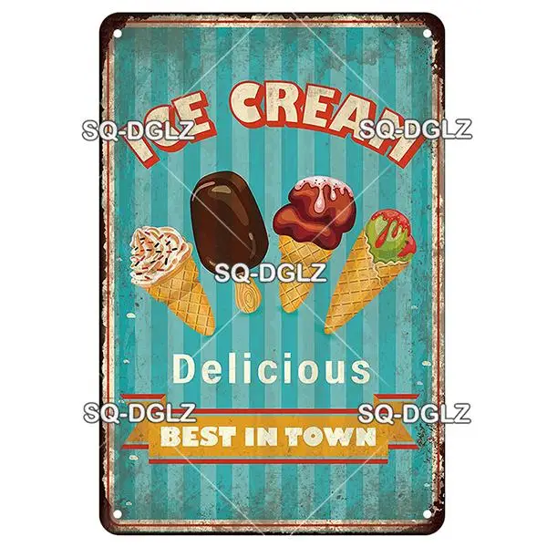 SQ-DGLZ] Milkshake Metal Sign Vintage Plaque Tin Sign Wall