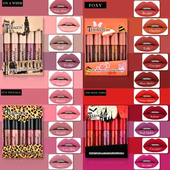

5pcs/Set Mini Velvet Matte Lipgloss Makeup Set Long Lasting Non Stick Cup Nude Lipstick Lip Tint Sexy Red Color Liquid Lipstick