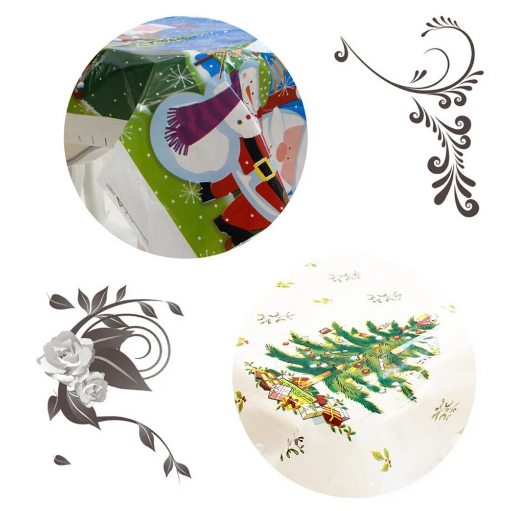 

Disposable Merry Christmas Rectangular Printed PVC Cartoon Tablecloth 110*180cm