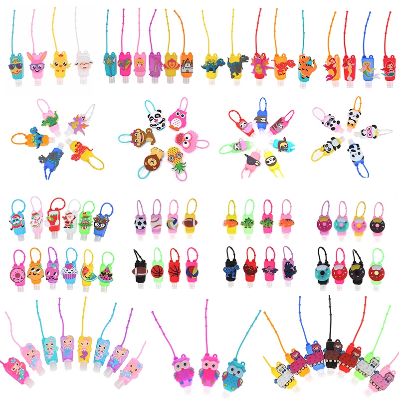 

26 Styles 1Pc Silicone Mini Hand Sanitizer Holder Disposable No Clean Detachable Cover Travel Portable Safe Gel Random Send