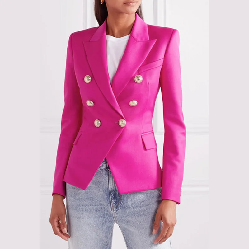 

Autumn Winter Suit Blazer Women New Casual Double Breasted Pocket Women Short Jackets Elegant Long Sleeve Blazer Outerwear