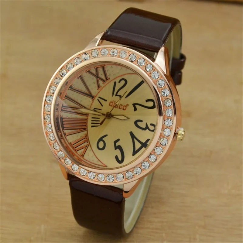 

Big Dial Women Watches Luxury Crystal Women Watches Fashion Leather Strap Quartz Wristwatch Casual Ladies Watches horloge dames