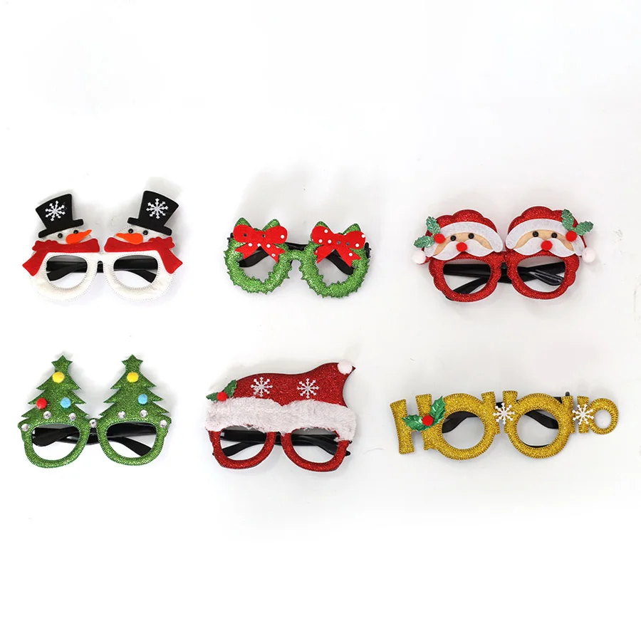 2pcs Christmas Decorations Adult Children Toys Santa Claus Snowman Antler Glasses Christmas Decorative Glasses Xmas Party Favors