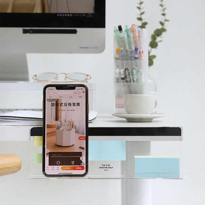 Sticky notes board memo sign transparent message board with slot phone stand strong adhesive multifunction stand office acrylic sign holder,sticky note holder