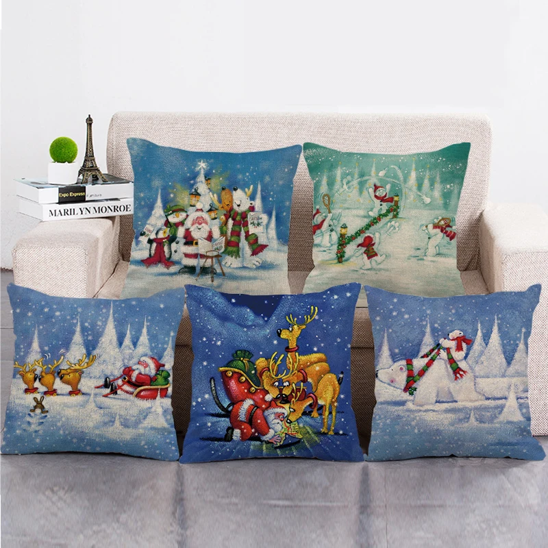 

Wholesale Santa Claus / Snowman Christmas series Linen/Cotton Throw Pillow Covers Couch Cushion Cover Home Decor Pillowcase