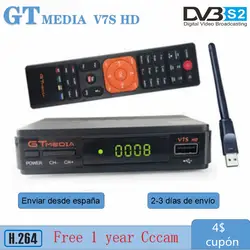 Gtmedia V7S HD цифровое спутниковое приемник с 1 год Европа 7 линии Cccam Freesat DVB-S2 V7 + USB WI-FI адаптер комбо-Телевизор